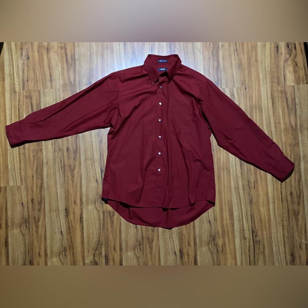 IZOD Men’s Silky Poplin Button Down Easy Care Dress Shirt Size 17 1/2 34/35 XL